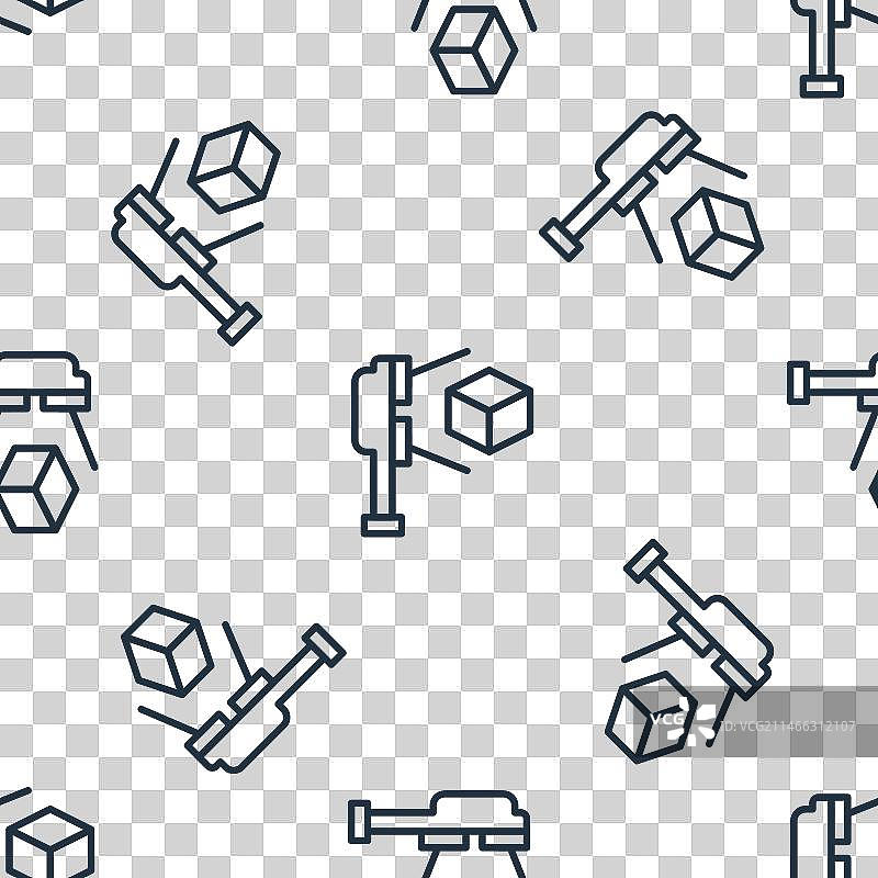 带立方体投影的黑色线条3D扫描仪图标图片素材