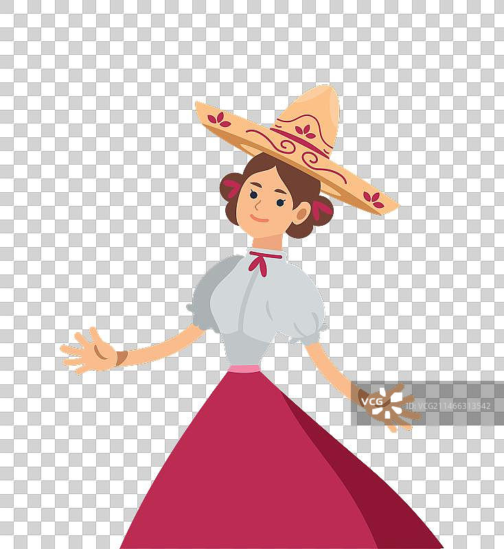 戴查罗帽的墨西哥女人图片素材