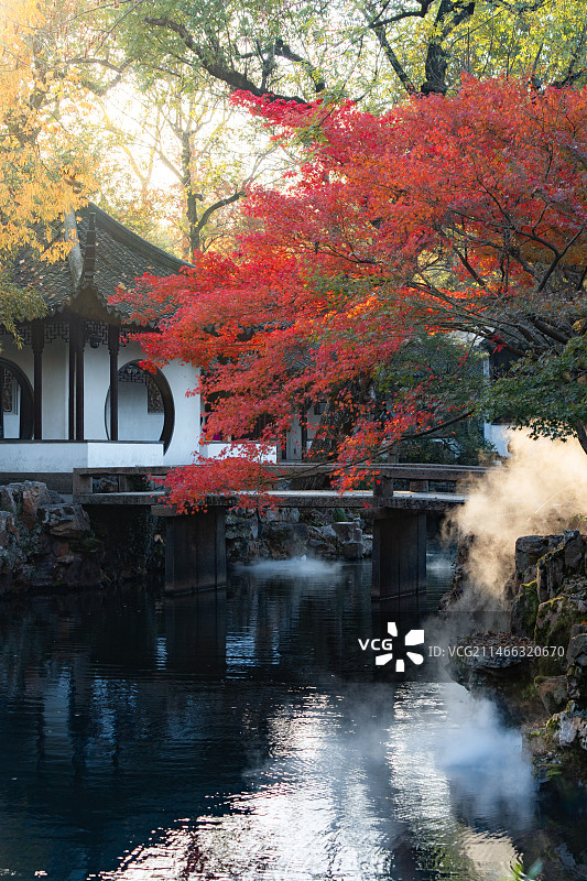 苏州园林拙政园秋景图片素材