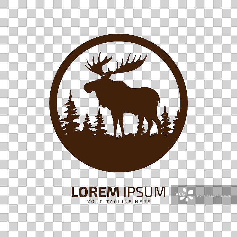 极简抽象风格驼鹿图标logo图片素材