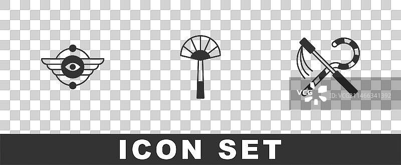 埃及太阳神、扇子和手杖图案图片素材