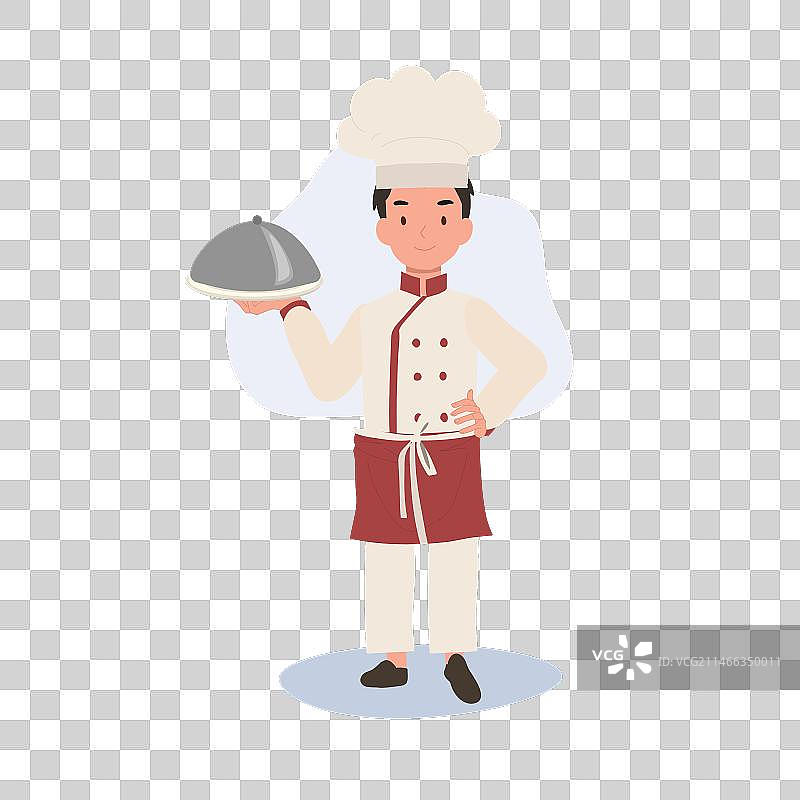 快乐的年轻厨师为孩子准备美味的饭菜图片素材