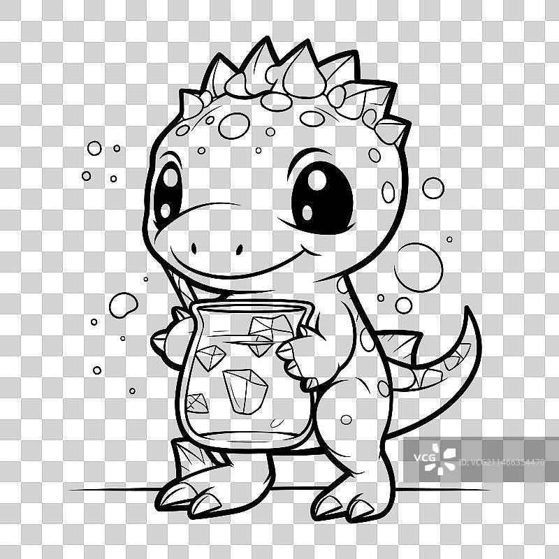 拿着蜂蜜罐的可爱卡通恐龙图片素材