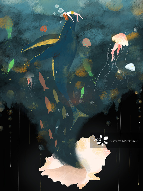 海螺海幻境插画图片素材