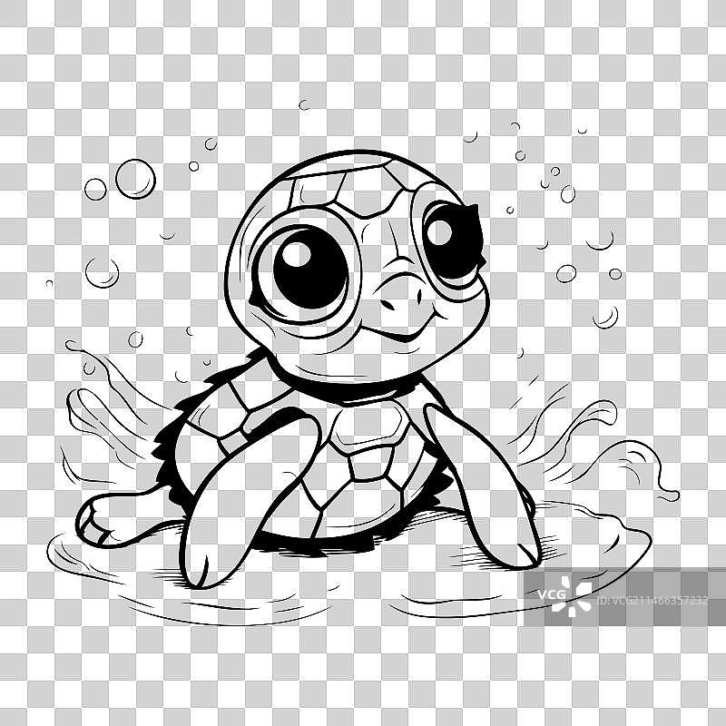 水中游泳的可爱卡通乌龟图片素材