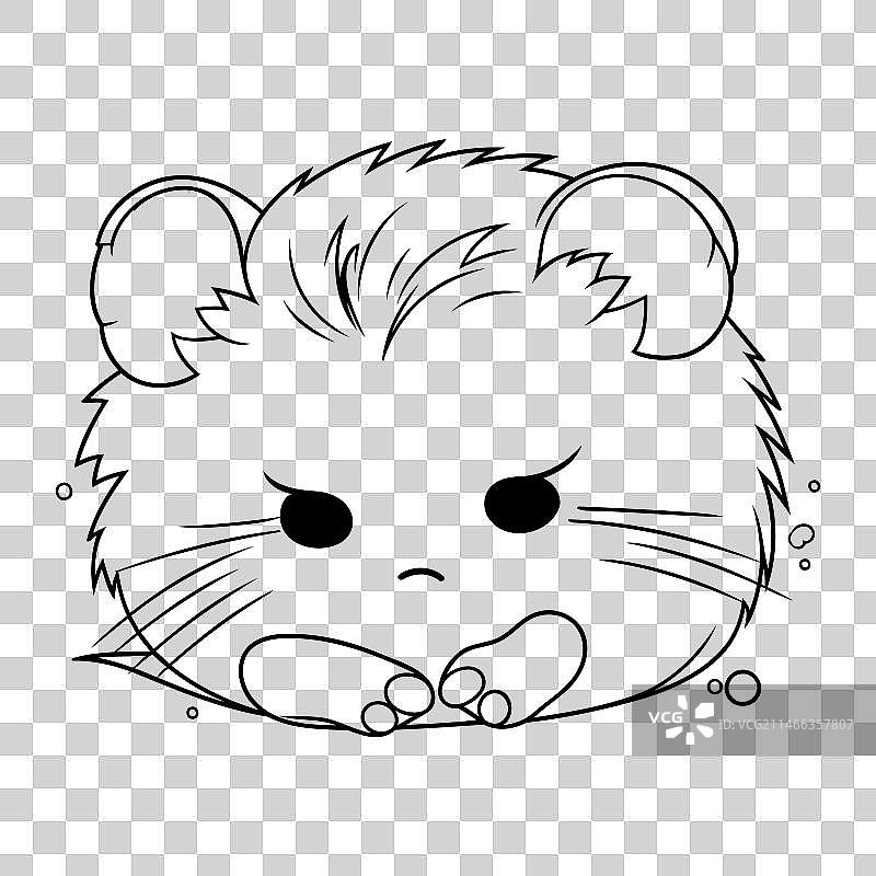 闭着眼睛的可爱仓鼠（填色书）图片素材