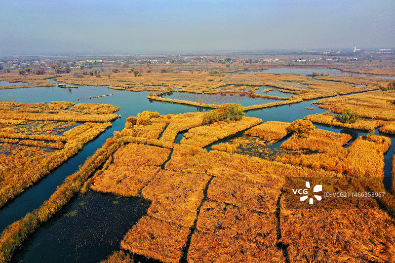 华北明珠白洋淀。冬季风光如画卷 （雄安新区安新县赵庄子村）图片素材