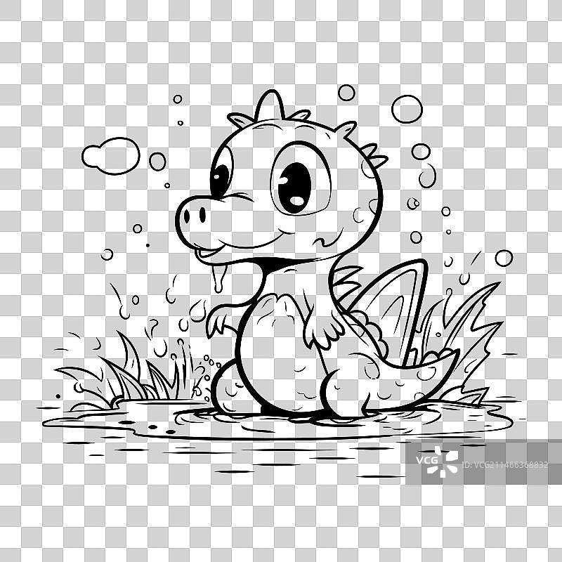 水中的恐龙涂色书图片素材