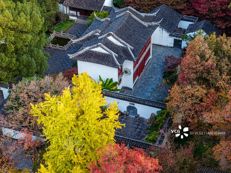 苏州虎丘山风景名胜区，秋季航拍图片素材