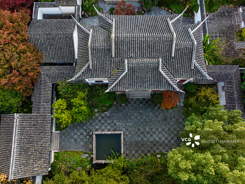 苏州虎丘山风景名胜区，秋季航拍图片素材