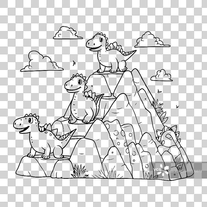 可爱霸王龙石头金字塔设计图片素材