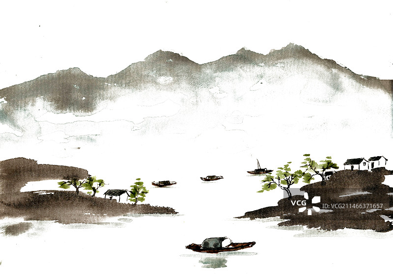 悠远的山水图片素材