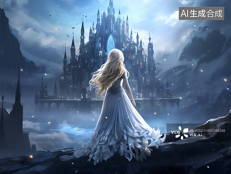 【AI数字艺术】童话世界里的冰雪王国图片素材