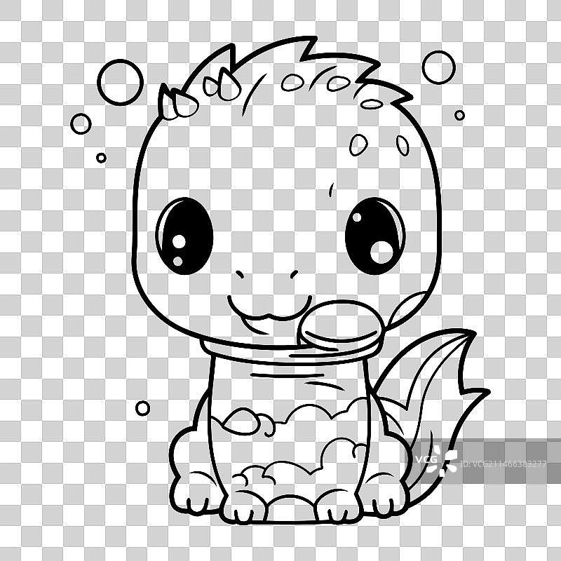 可爱的卡通恐龙宝宝涂色书图片素材