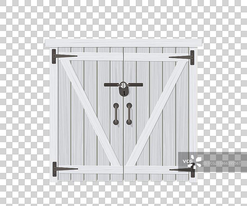 带锻铁的复古木制彩色双门图片素材