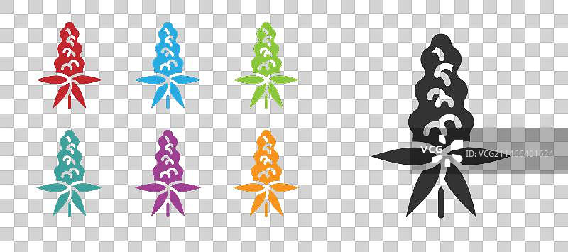 黑色羽扇豆花卉图标白色背景图片素材