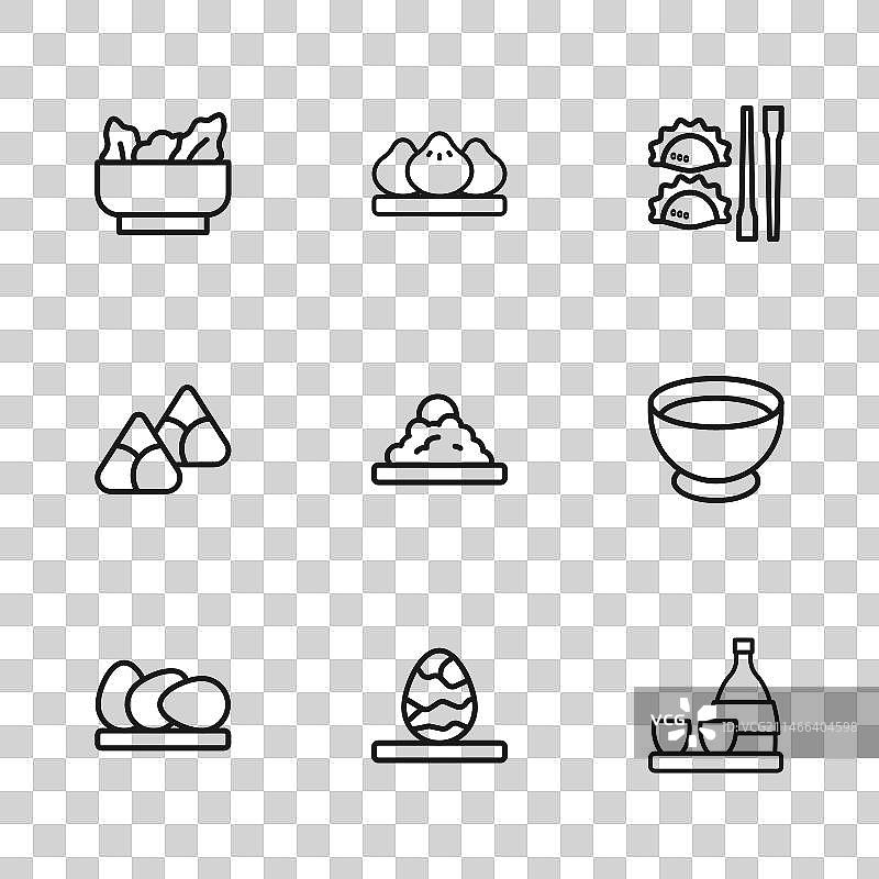 中国茶叶蛋酱油碗瓶装线条图片素材