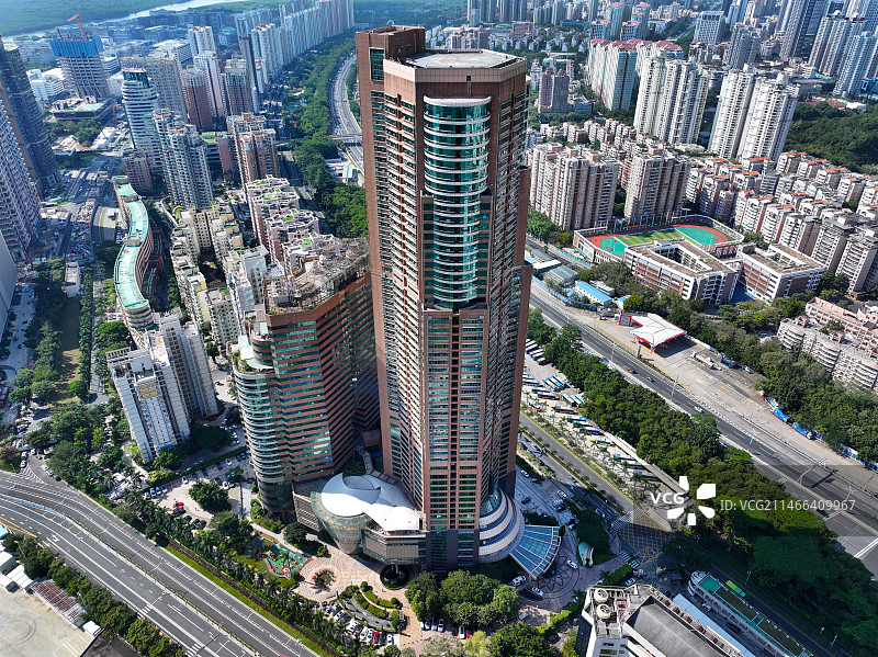 广东省深圳市福田保税区深圳深港河套合作区福田口岸航拍图片素材