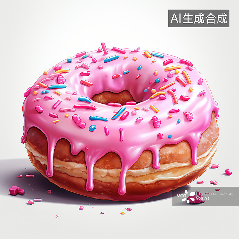 【AI数字艺术】白色背景下的甜甜圈特写镜头图片素材