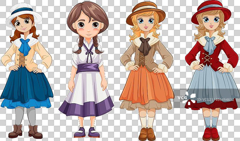 复古连衣裙合集，少女与女士图片素材