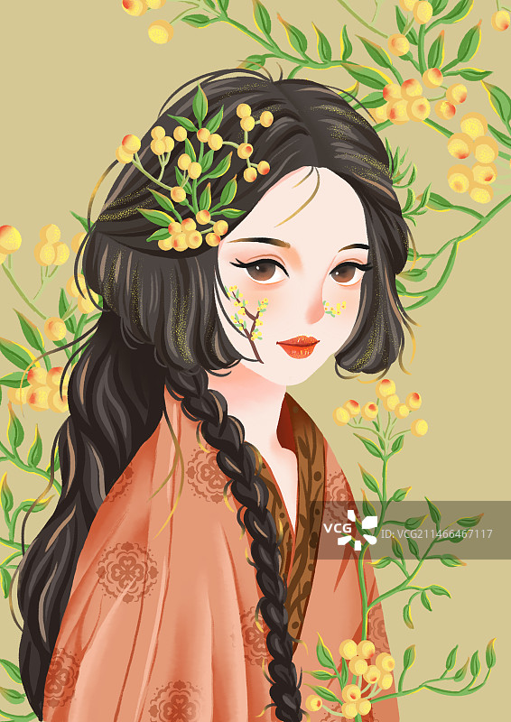 少女插画—山林少女图片素材