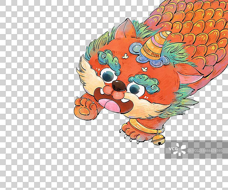 手绘水墨年兽可爱免抠元素图片素材