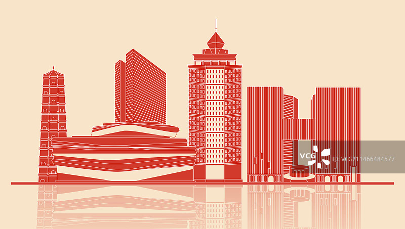 榆林城市剪纸矢量图图片素材