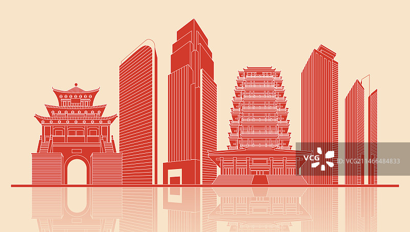 淄博城市剪纸矢量图图片素材