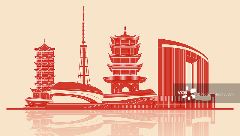 孝感城市剪纸矢量图图片素材
