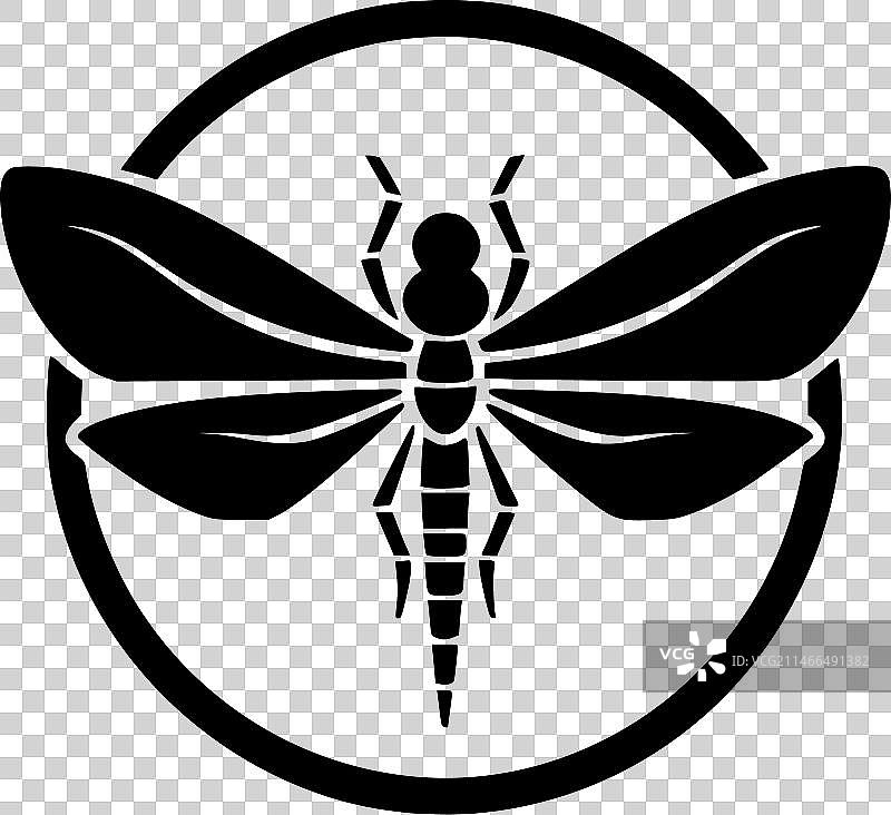 蜻蜓 - 黑白图片素材