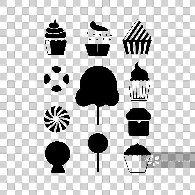 糖果 - 黑白隔离图标图片素材