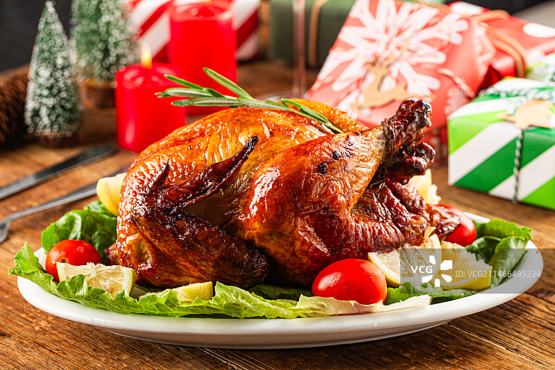 圣诞节烤鸡图片素材