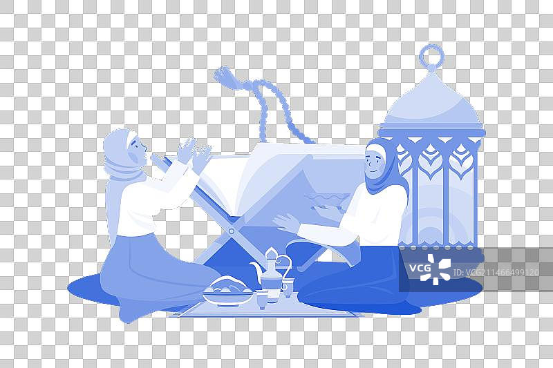 妇女在斋月里读古兰经图片素材