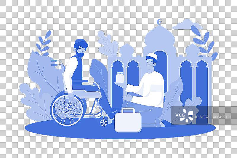 穆斯林男子在斋月帮助残疾人图片素材