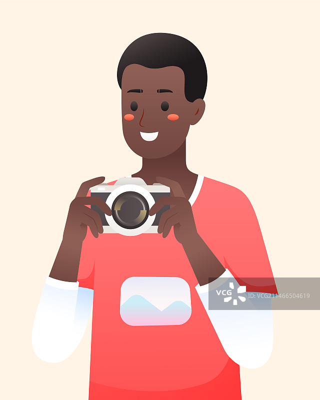 摄影的黑人男孩插画图片素材