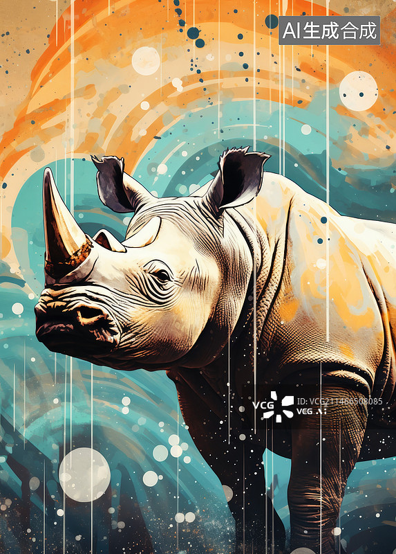 【AI数字艺术】犀牛艺术插画图片素材
