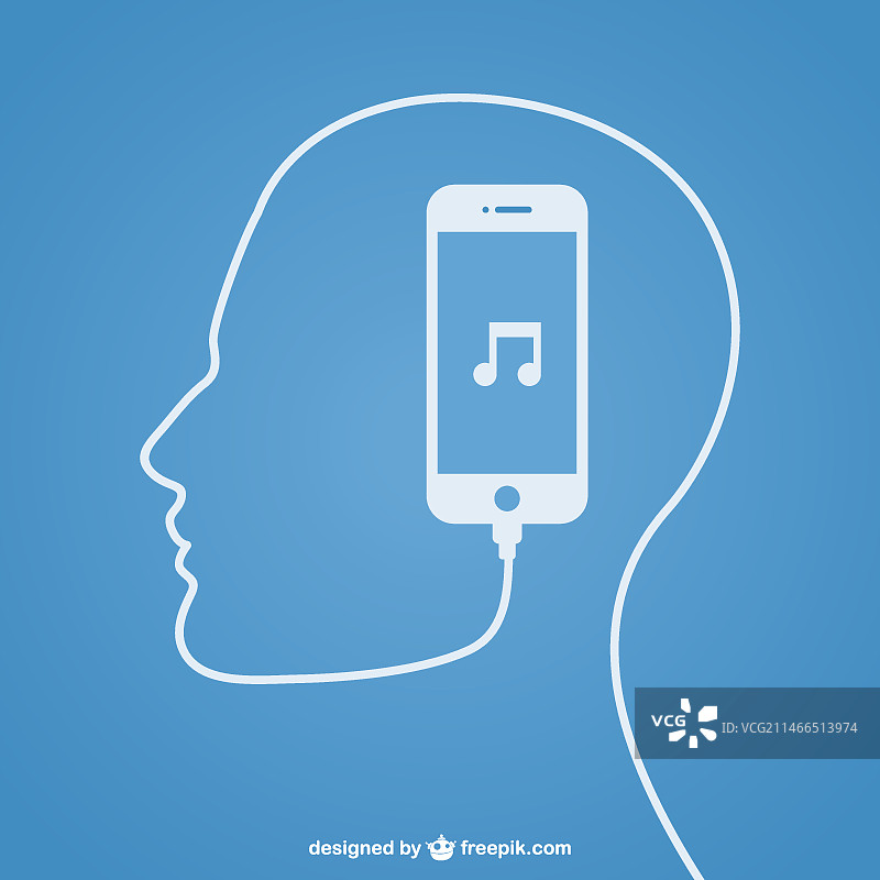 智能手机与耳机构成的人形轮廓图片素材