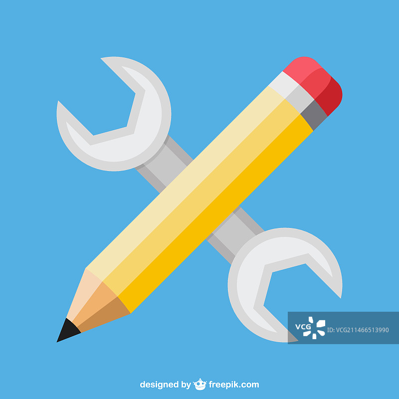 铅笔扳手网页开发概念矢量图片素材