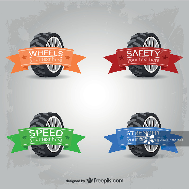 带彩带的汽车车轮标志图片素材