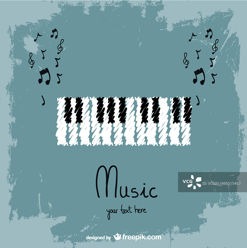 手绘钢琴和音符图片素材