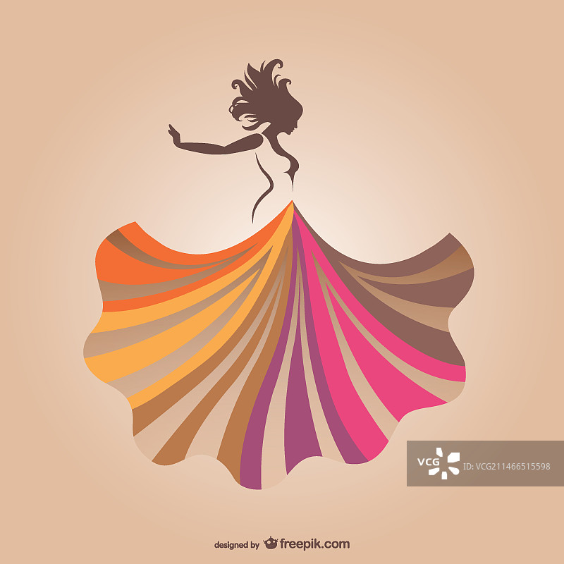 穿着彩色裙子的舞蹈女人图片素材