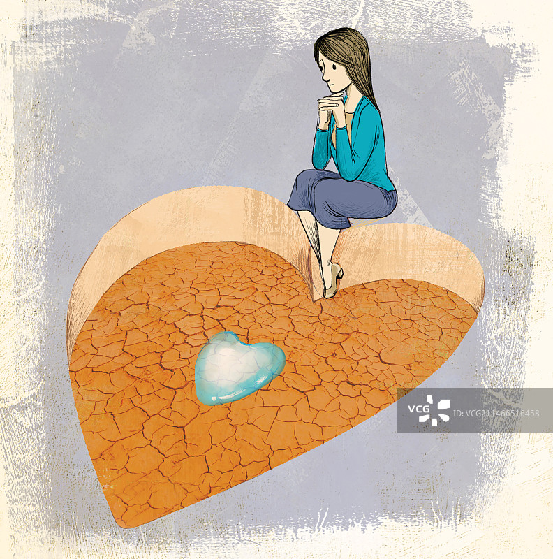 女孩守护着干涸的心灵图片素材
