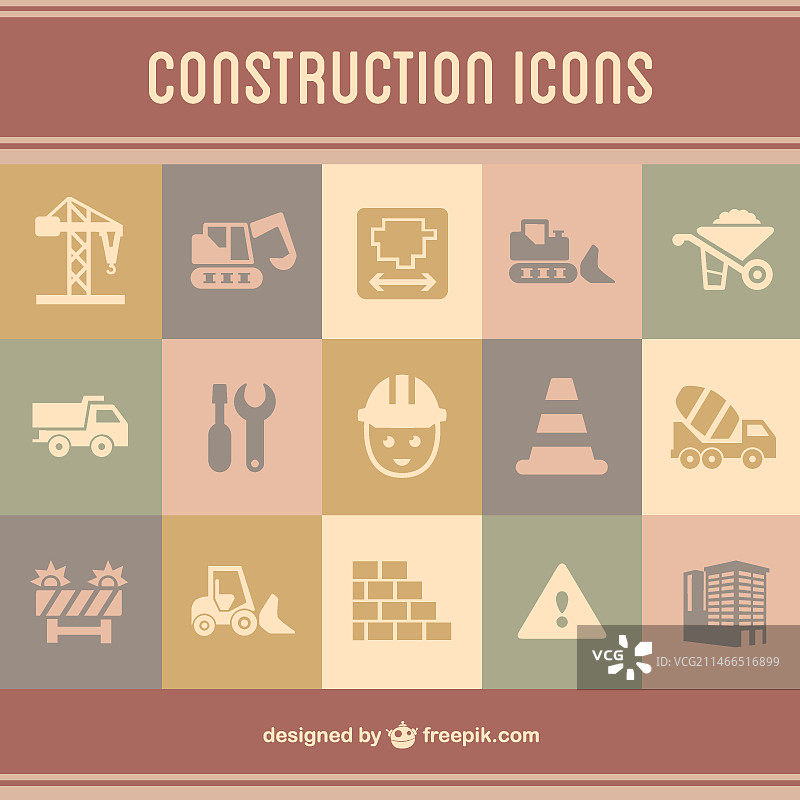 建筑扁平风格图标图片素材