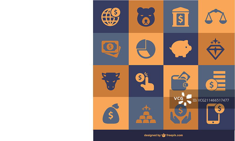金融和货币扁平风格元素图片素材
