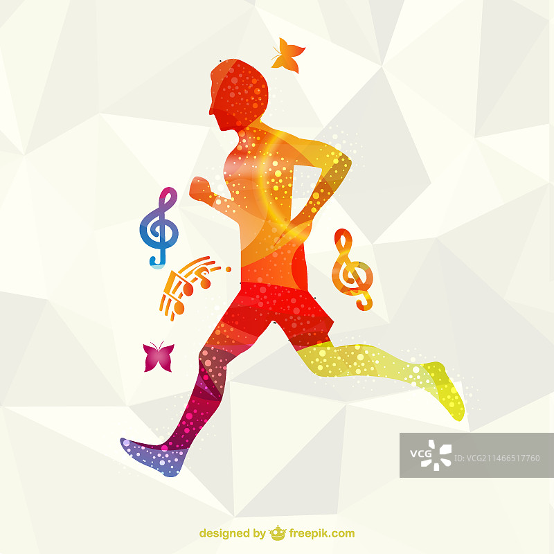 彩色跑步运动员图片素材