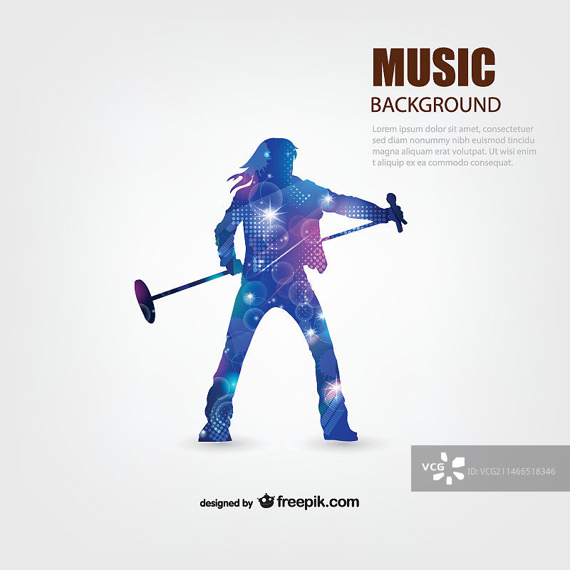 蓝色歌手剪影与闪烁灯光图片素材