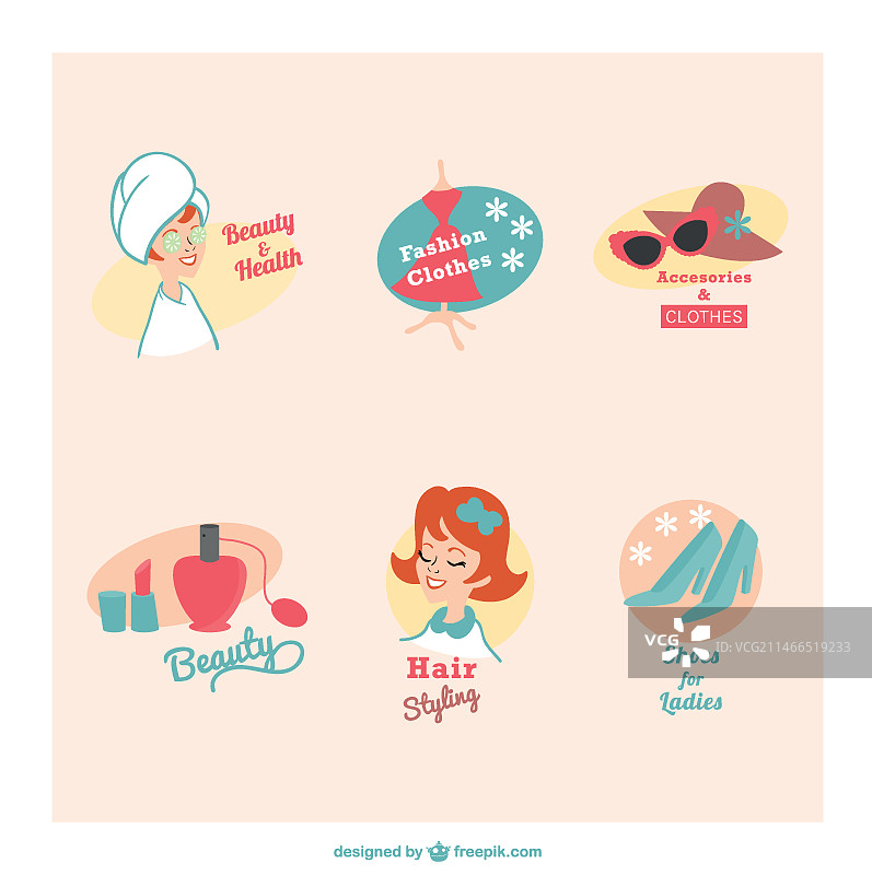 美容与健康复古标志图片素材