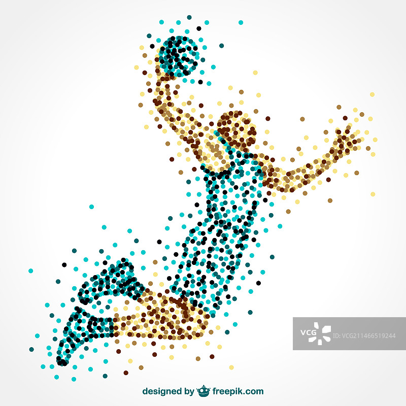 圆点组成的篮球运动员图片素材