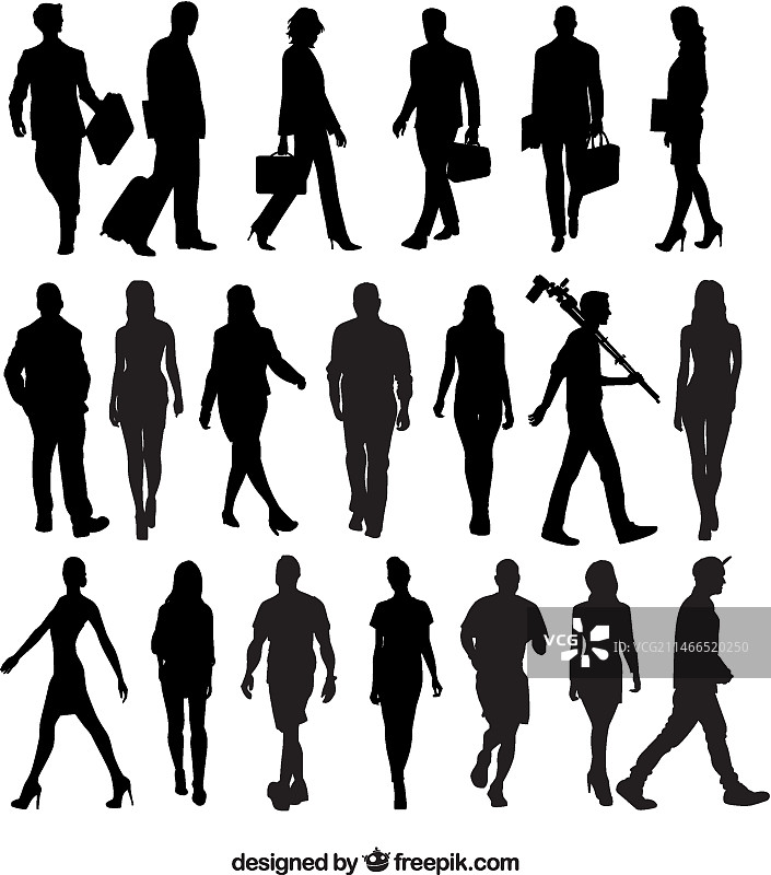 20个人物剪影行走图片素材