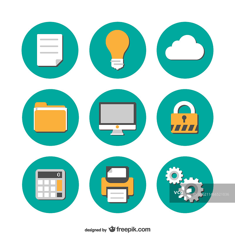 办公扁平图标合集图片素材